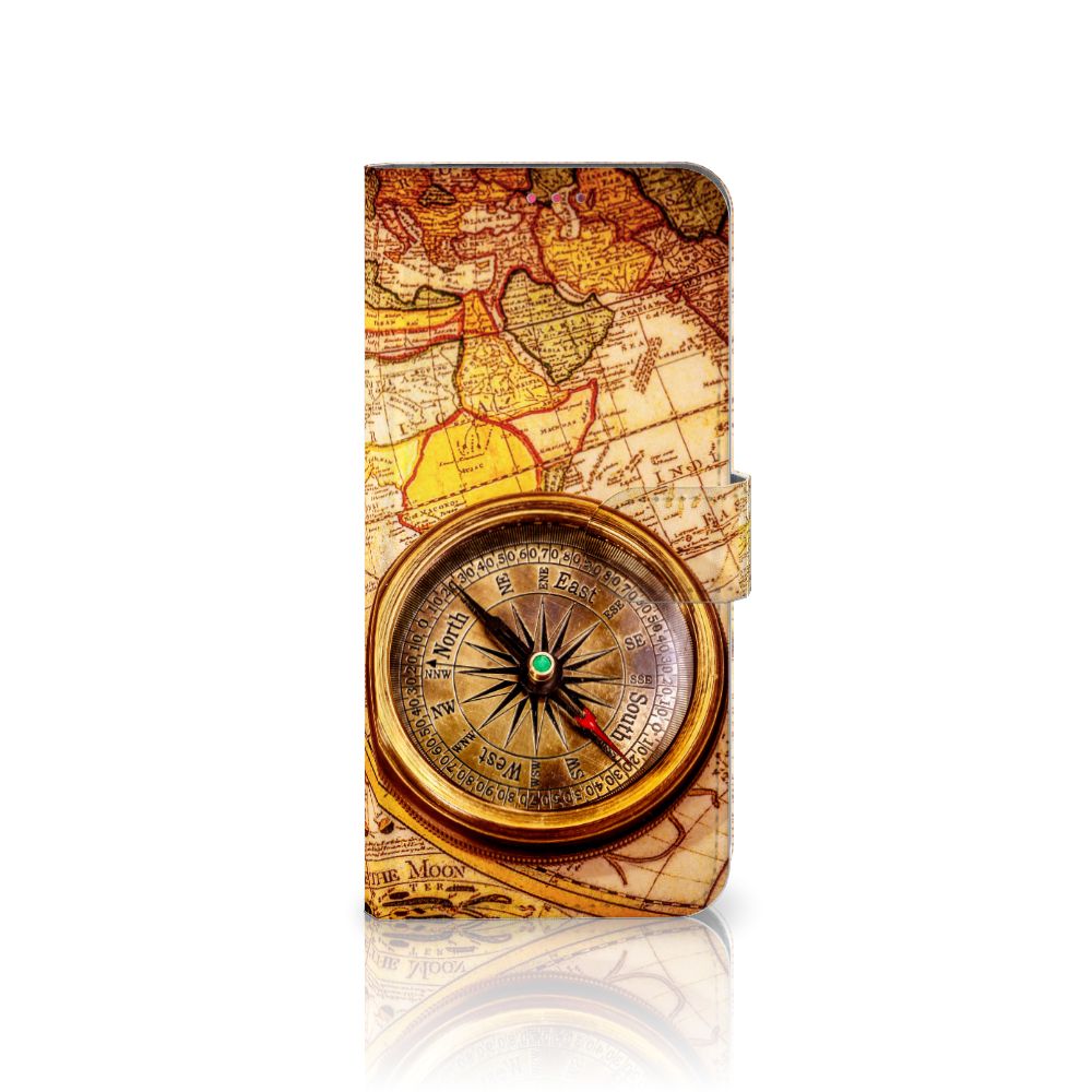 OPPO A54 5G A74 5G A93 5G Flip Cover Kompas design kompas vooraanzicht