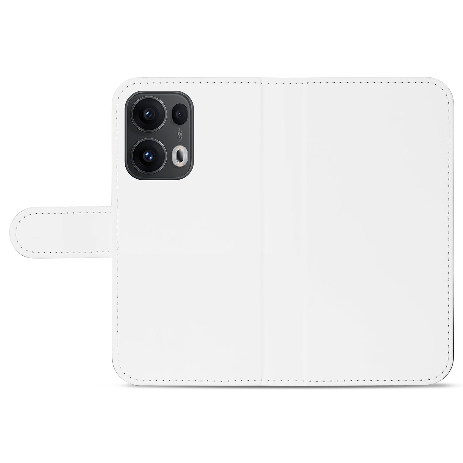 Wit book case hoesje voor OPPO Reno 13 Pro, achterkant met camerauitsparing en magnetische sluitlip