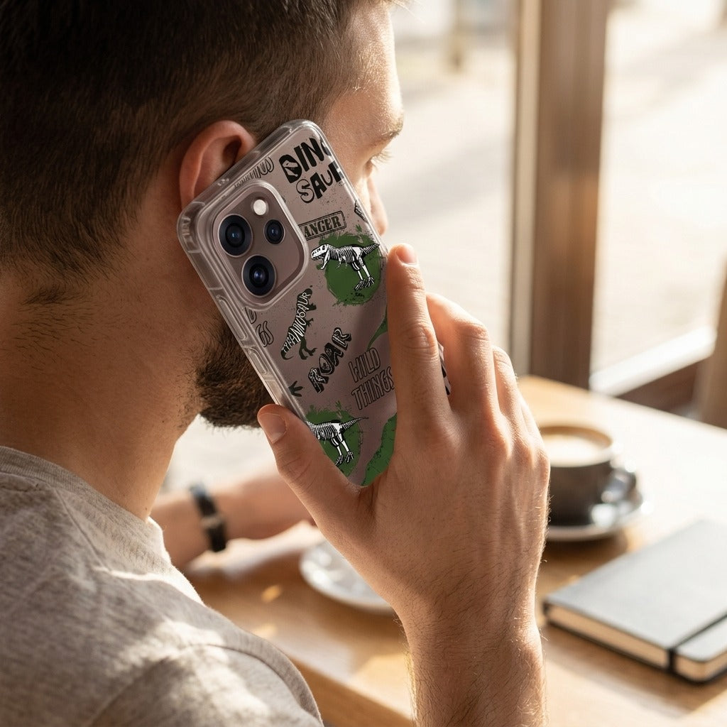 OPPO Reno15 Pro Siliconen hoesje Dinosaurus - lifestyle foto