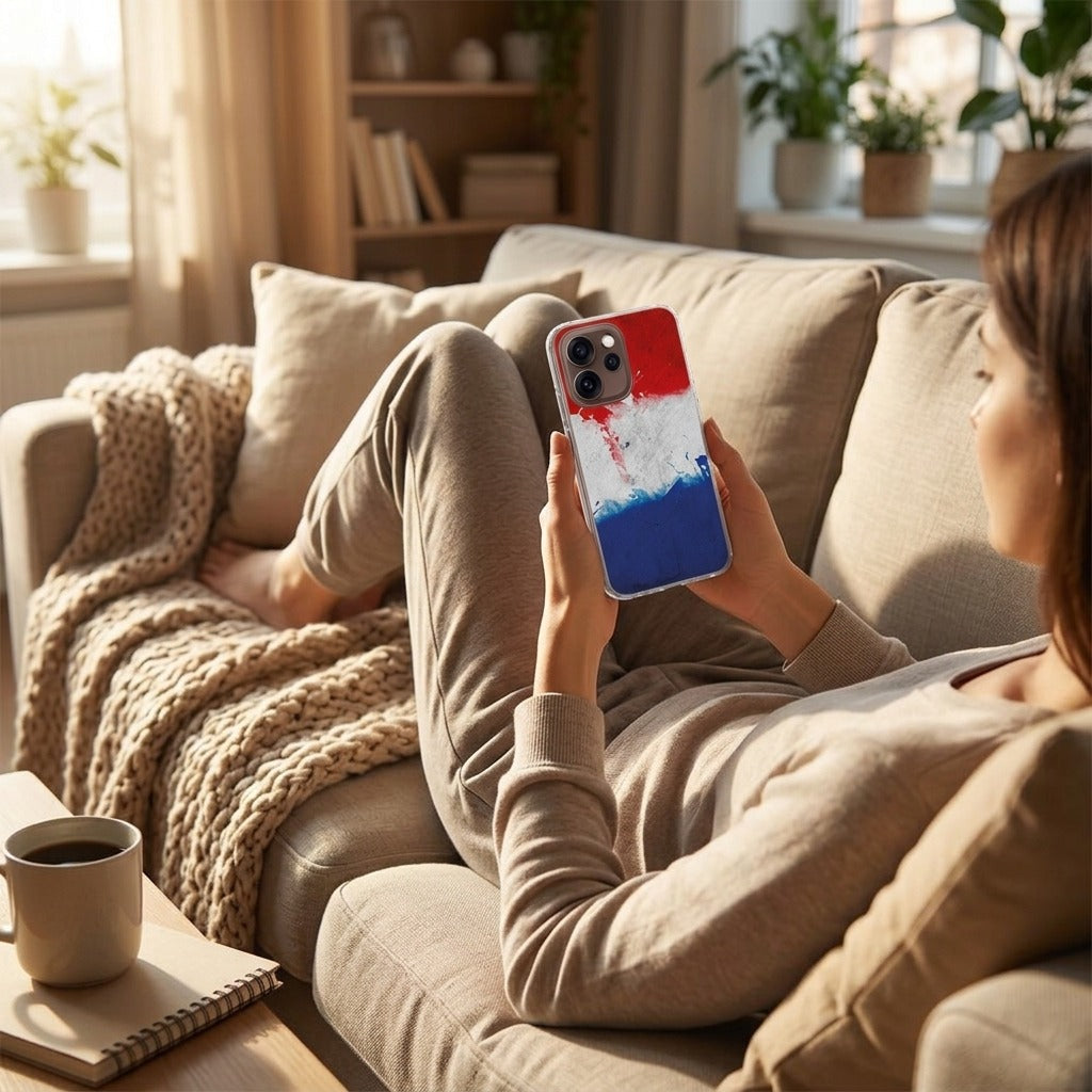 OPPO Reno15 Pro Softcase Back cover – Nederlandse vlag – schokabsorberende TPU - lifestyle foto