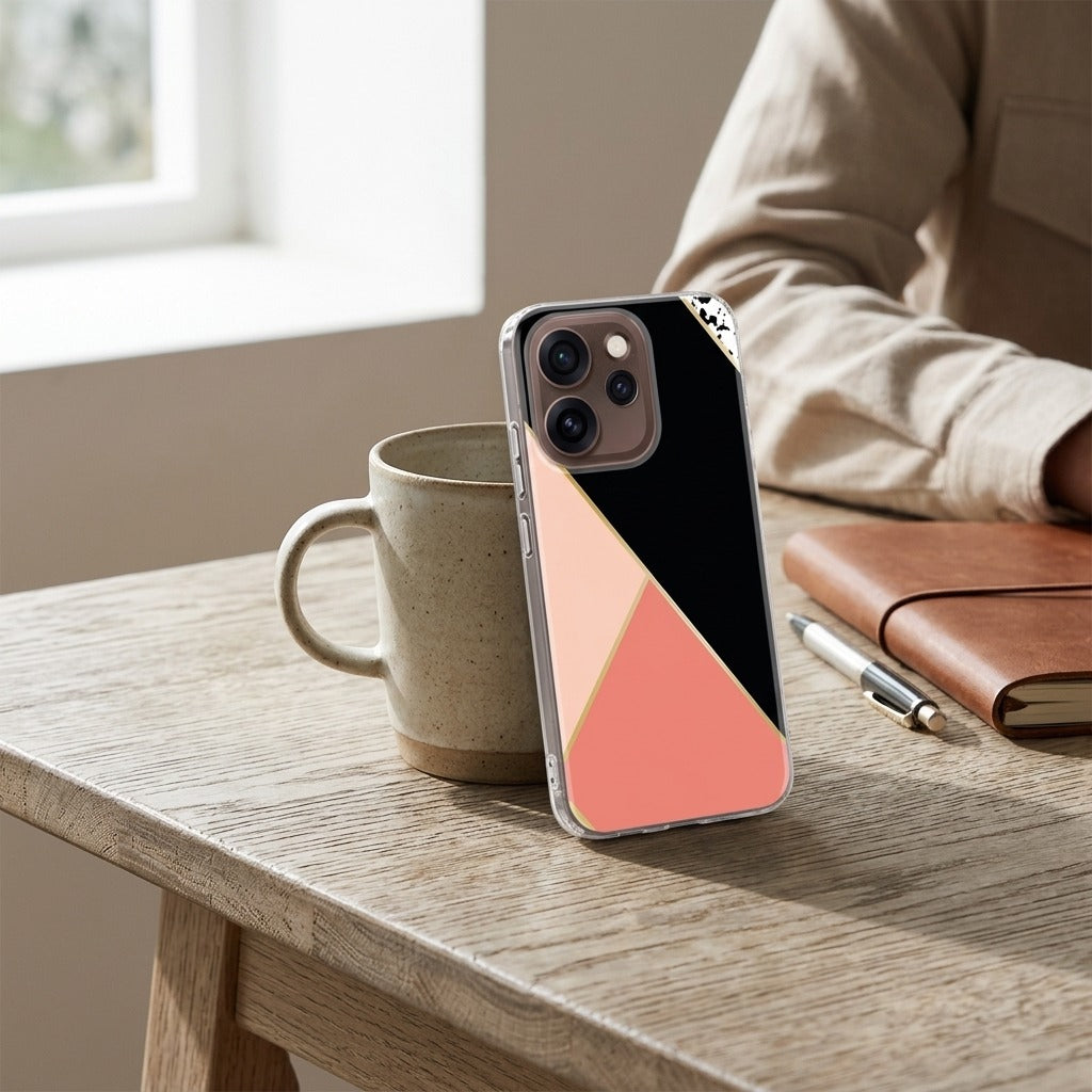 OPPO Reno15 Pro Softcase Back cover Zwart Roze Vormen - lifestyle foto