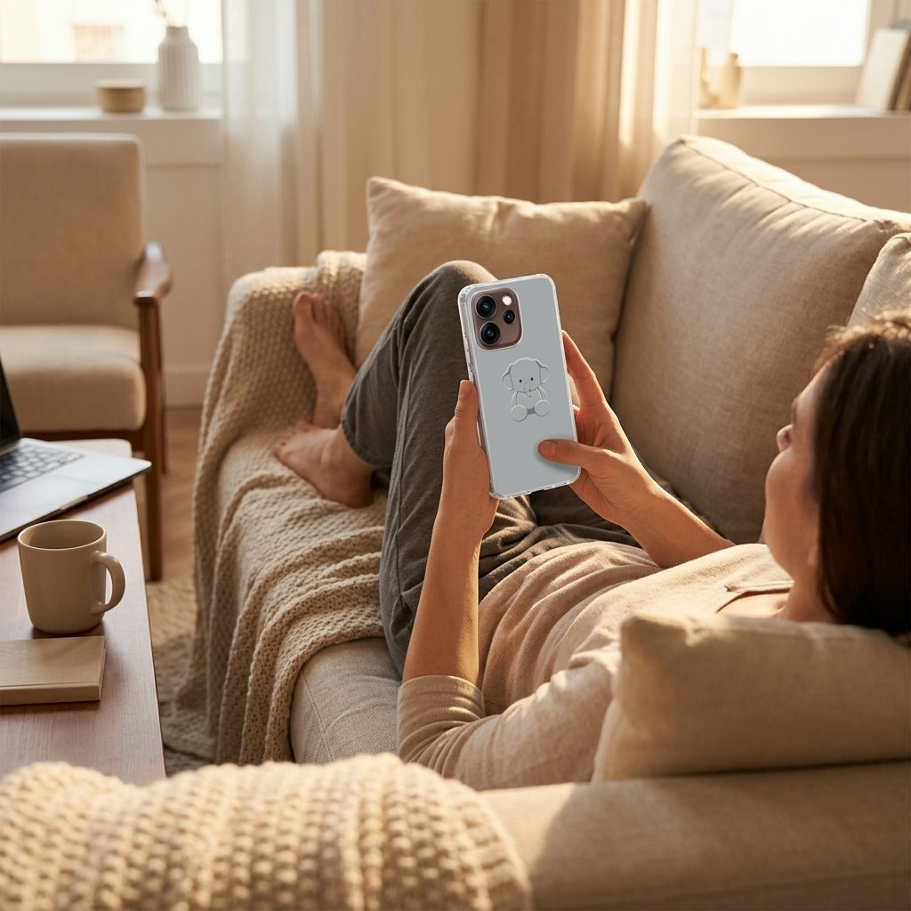 OPPO Reno15 Pro Softcase Siliconen hoesje Baby Olifant - lifestyle foto