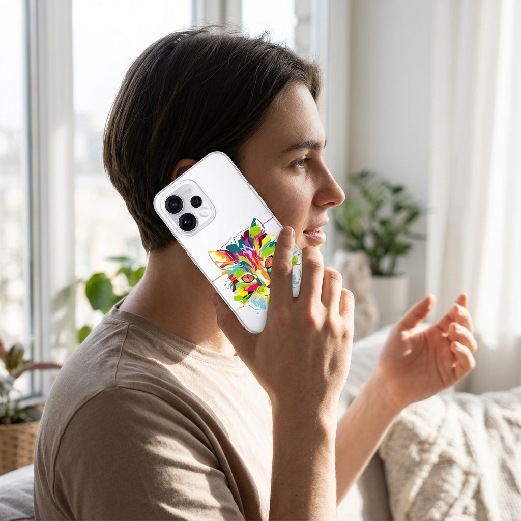 OPPO Reno15 hoesje Cat Color - lifestyle foto in huiselijke setting