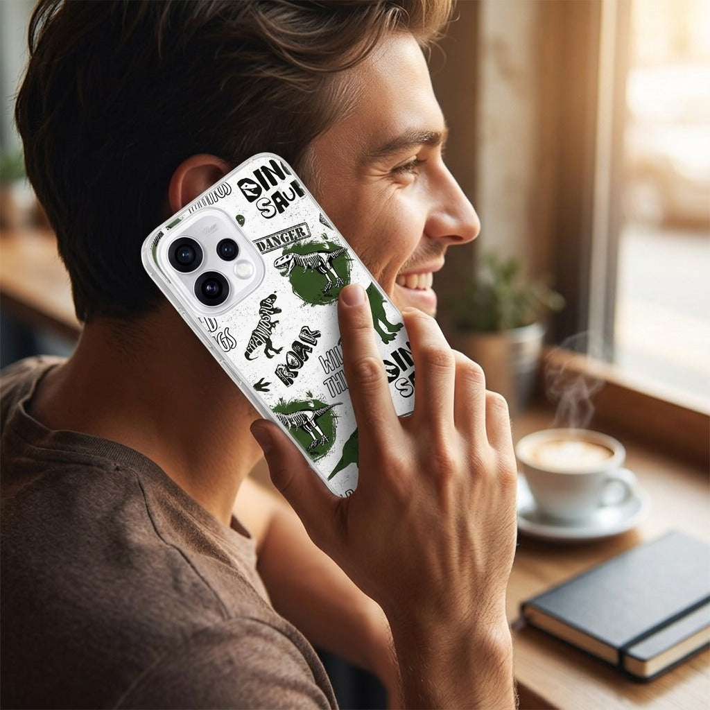 Hoesje OPPO Reno15 Dinosaurus - lifestyle foto in huiselijke setting