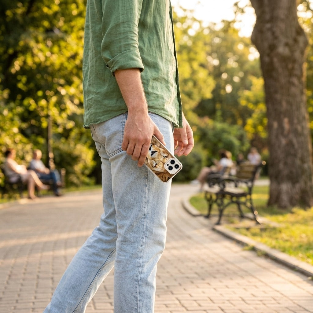 Hoesje OPPO Reno15 Leeuw - lifestyle foto in huiselijke setting