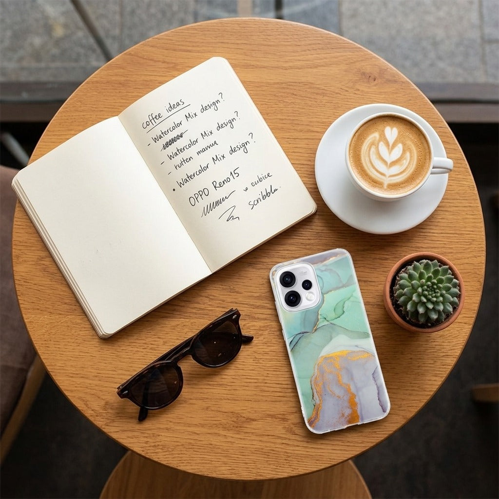 Hoesje OPPO Reno15 Watercolor Mix - lifestyle foto in huiselijke setting