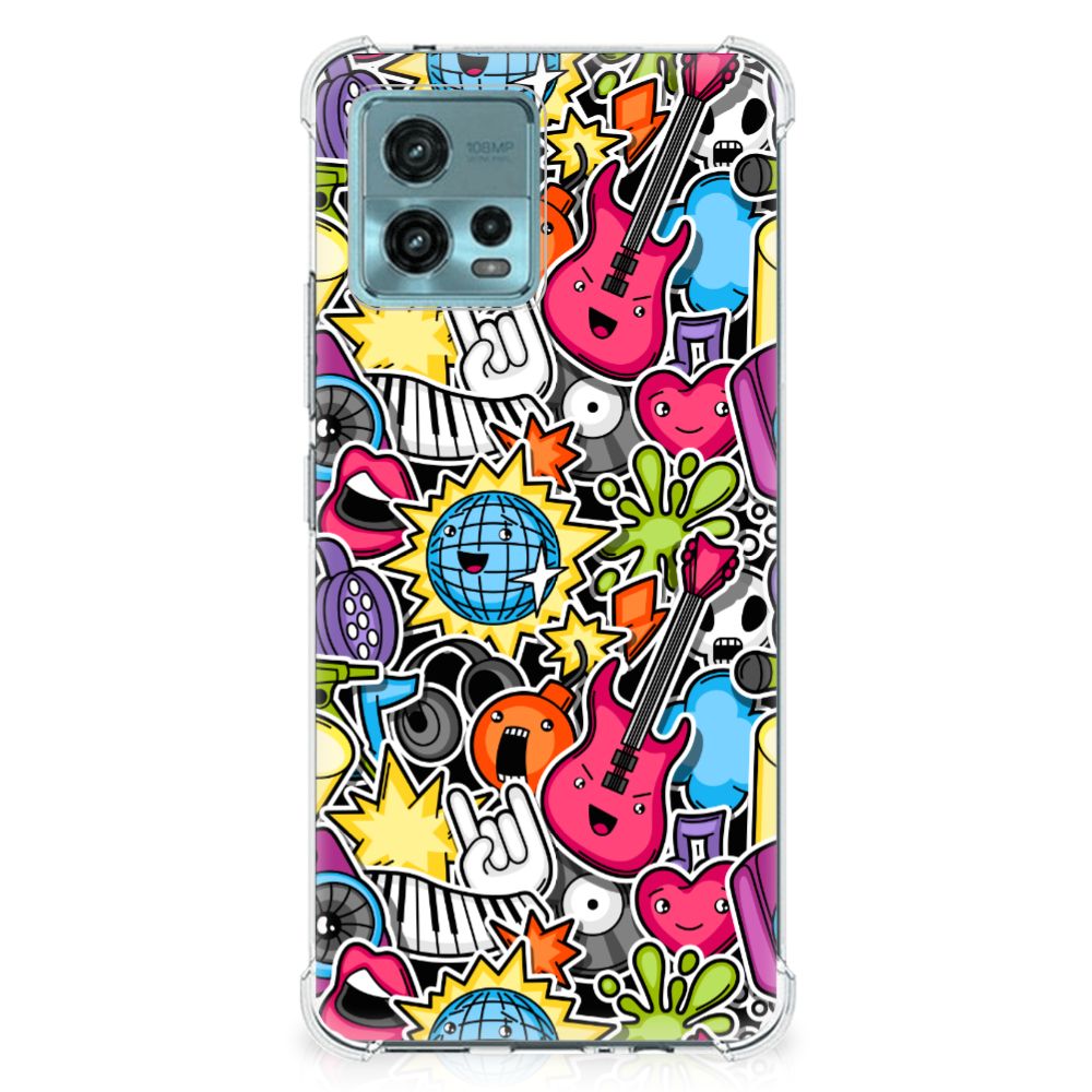 otorola Moto G72 Anti Shock Bumper Case Punk Rock achteraanzicht kleurrijk ontwerp