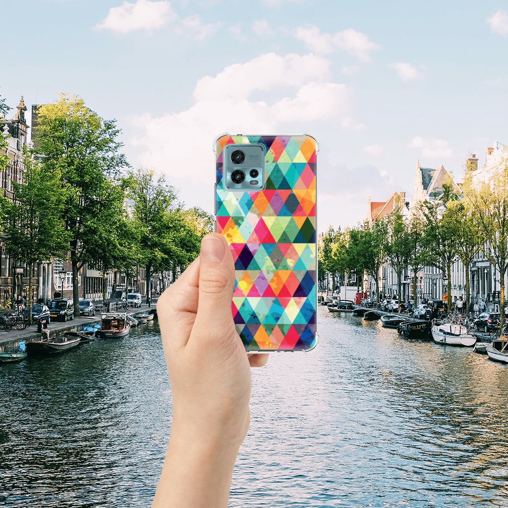 otorola Moto G72 Doorzichtige Silicone Hoesje Geruit B2C Telecom