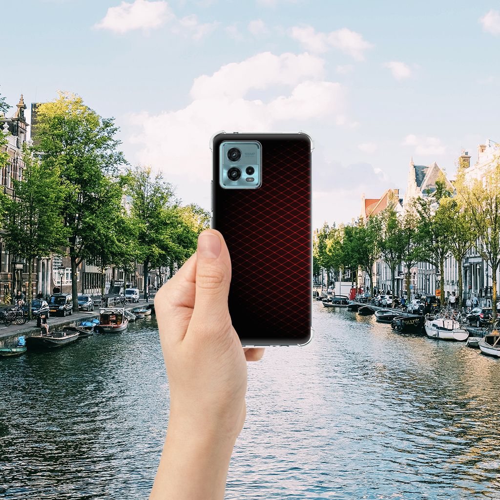 otorola Moto G72 Doorzichtige Silicone Hoesje Geruit Rood B2C Telecom