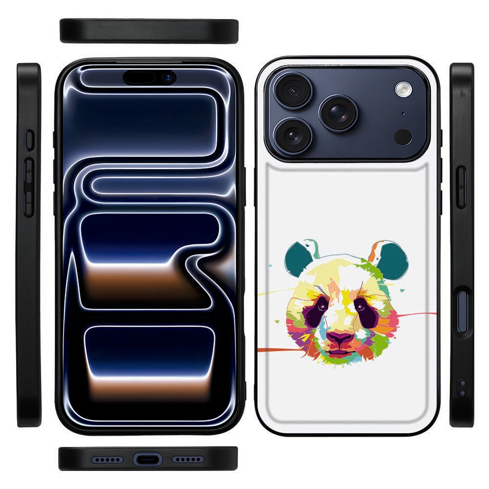 Zijkant van de Panda Color backcover voor iPhone 18 Pro met zwarte TPU-rand