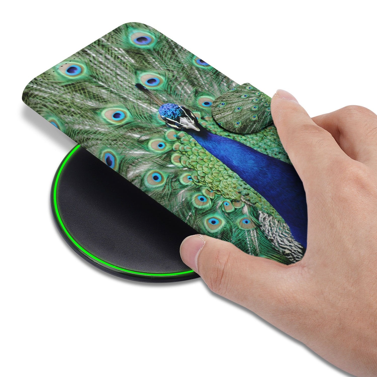 Pauwprint Google Pixel 10 | 10 Pro Portemonnee Hoesje pauwenprint hand bovenop oplader