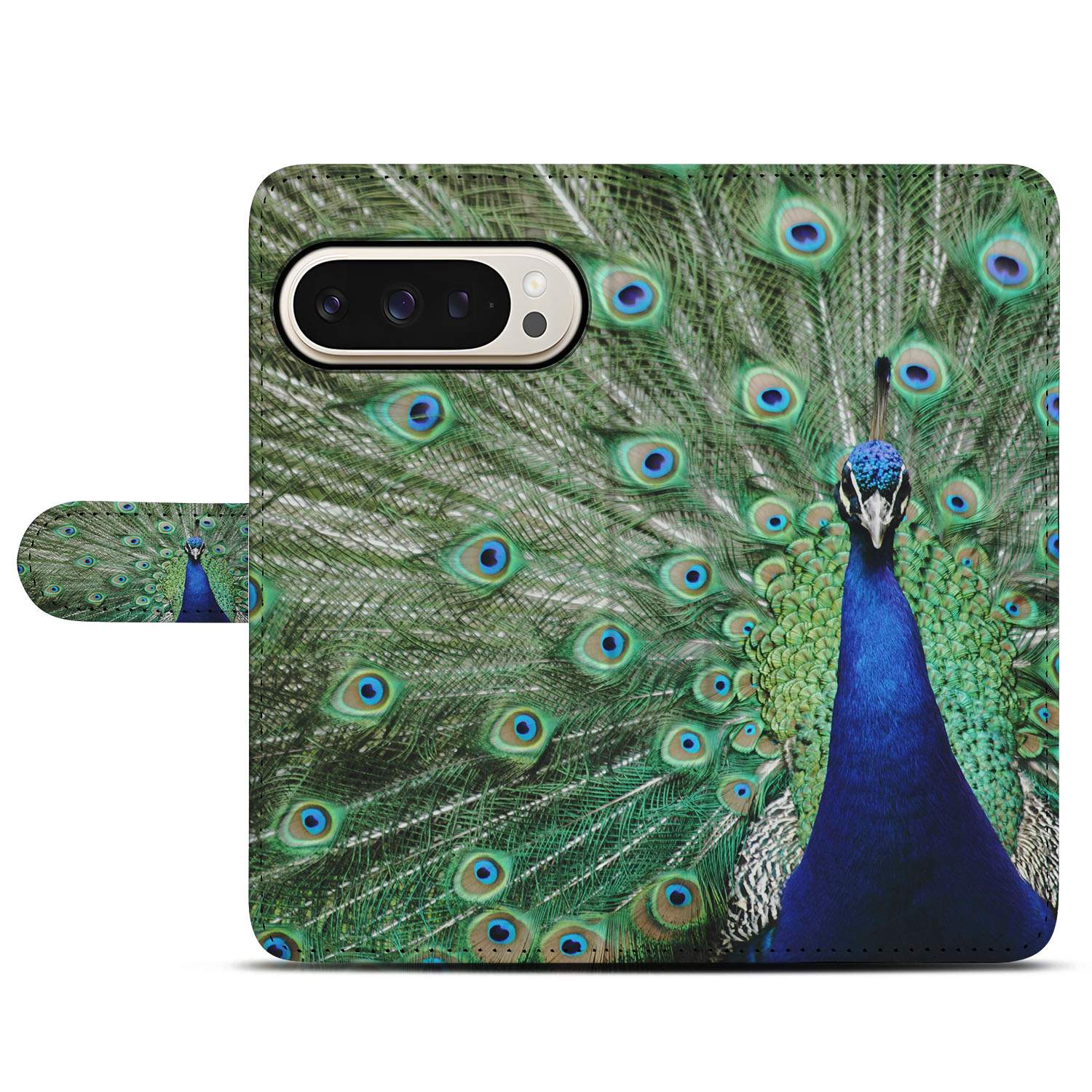 Pauwprint Google Pixel 10 | 10 Pro Portemonnee Hoesje pauwenprint design vooraanzicht