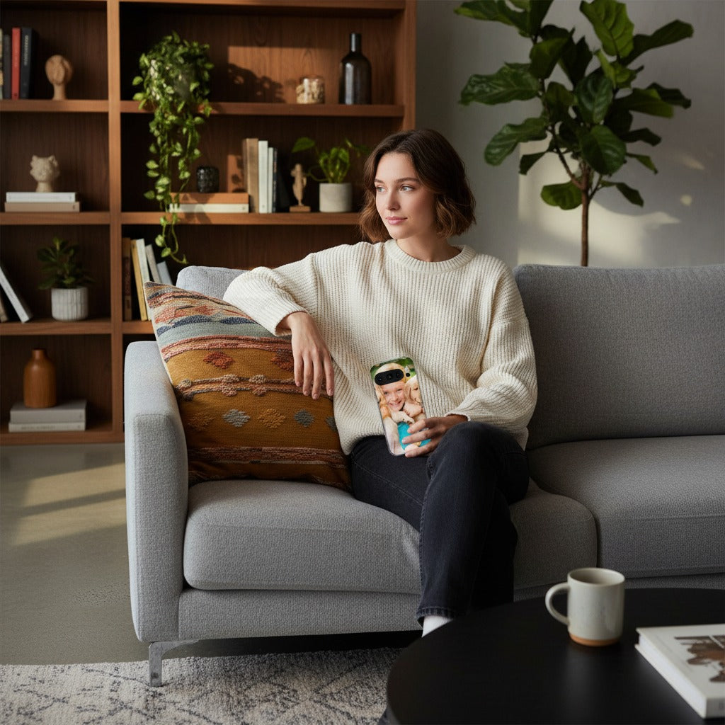 Google Pixel 10 / 10 Pro TPU hoesje ontwerpen met foto - lifestyle foto in huiselijke setting