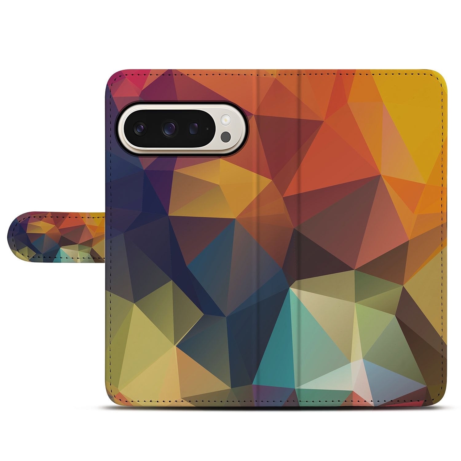 Polygon Color Google Pixel 10 Pro Telefoonhoesje Book Case kleurrijk polygon-design vooraan