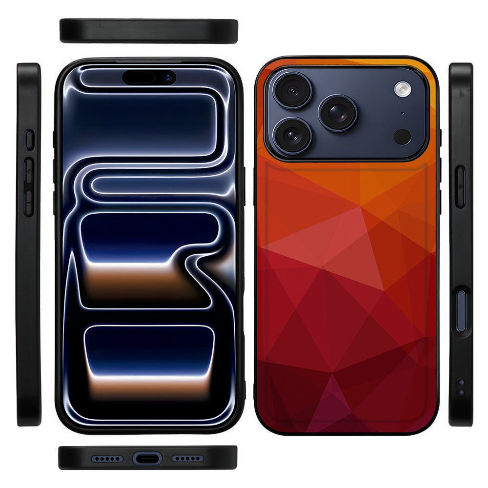 Polygon Red hoesje voor iPhone 18 Pro van de zijkant, zwarte randen rondom