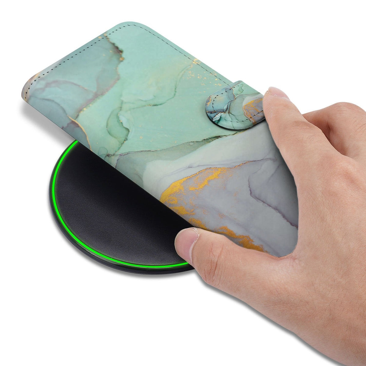 iPhone 18 Pro Max in Watercolor Mix hoesje, vastgehouden in een hand