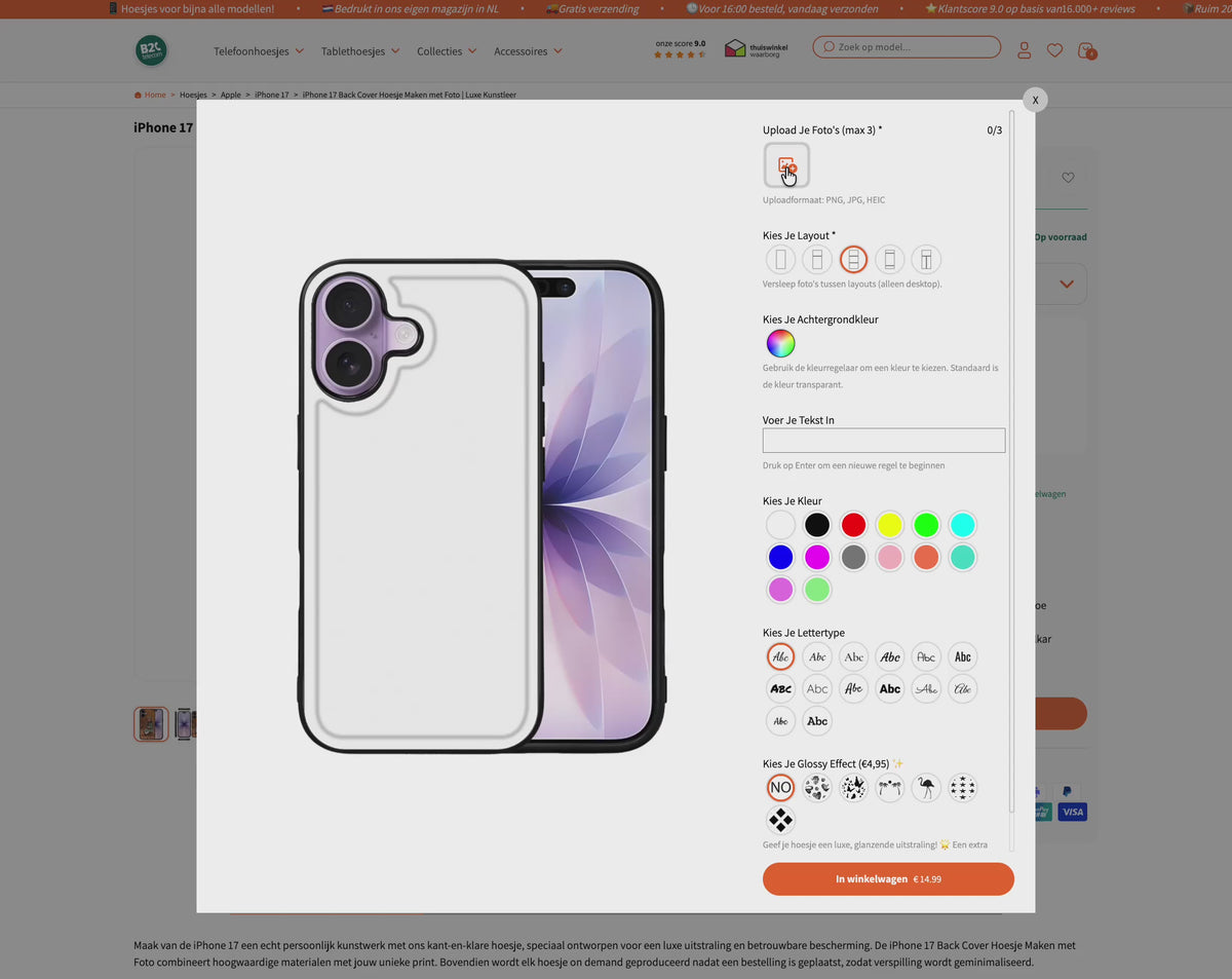 Back Cover hoesje met zwarte randen ontwerpen met eigen foto | Instructievideo hoesje personaliseren