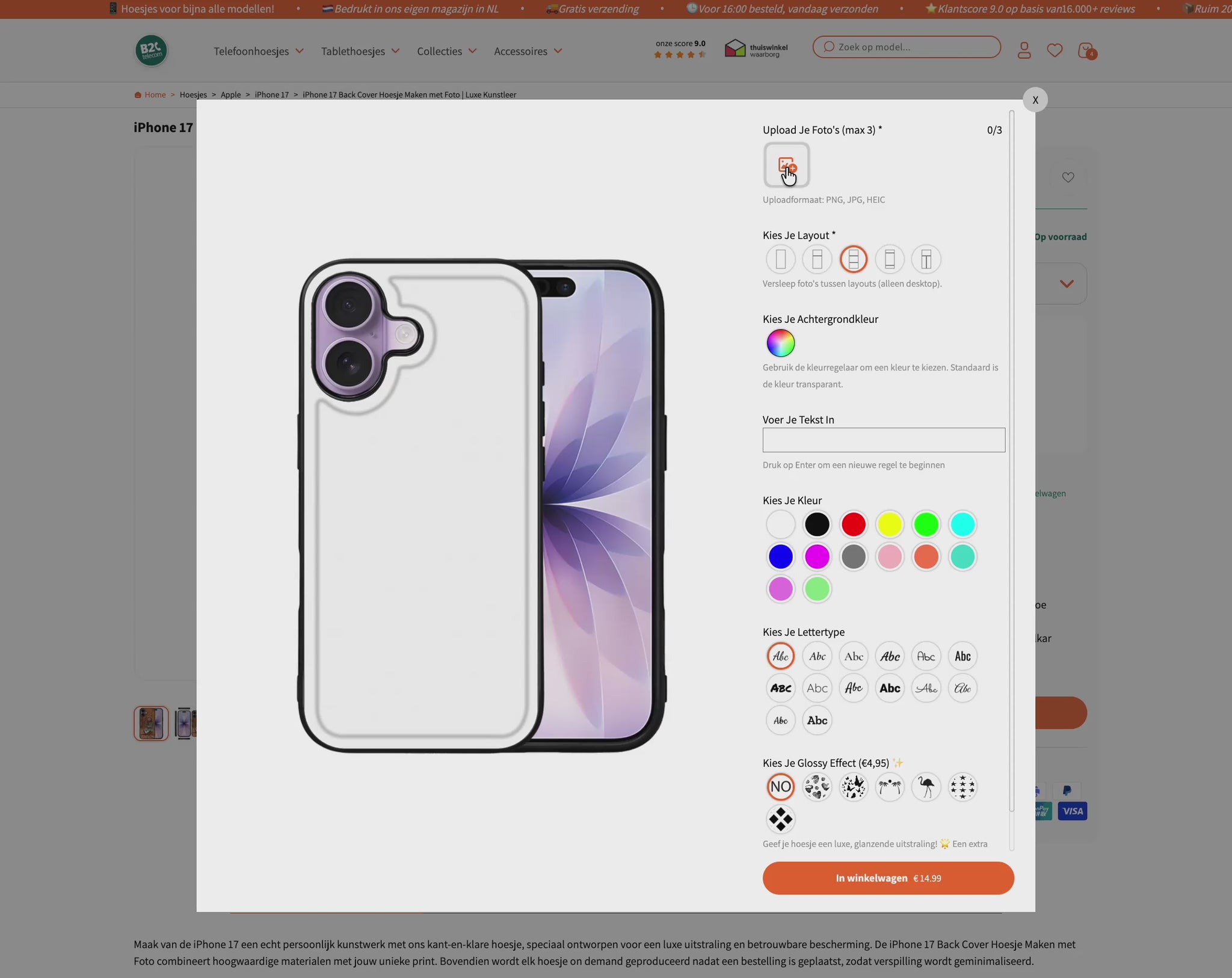 Back Cover hoesje met zwarte randen ontwerpen met eigen foto | Instructievideo hoesje personaliseren