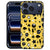 Achterkant van het Punk Yellow iPhone 18 Pro Max hoesje met felgele punkprint op kunstleer
