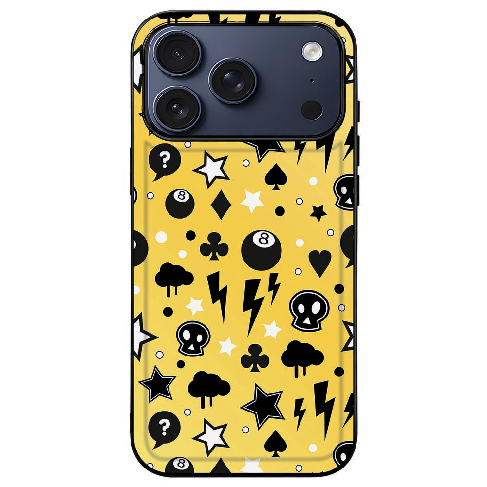 iPhone 18 Pro Max in het Punk Yellow hoesje, gele achterkant omlijst door de zwarte rand