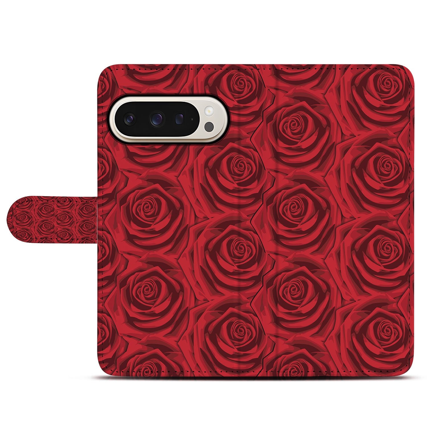 Red Roses Google Pixel 10 Pro Book Case design rozen voorkant