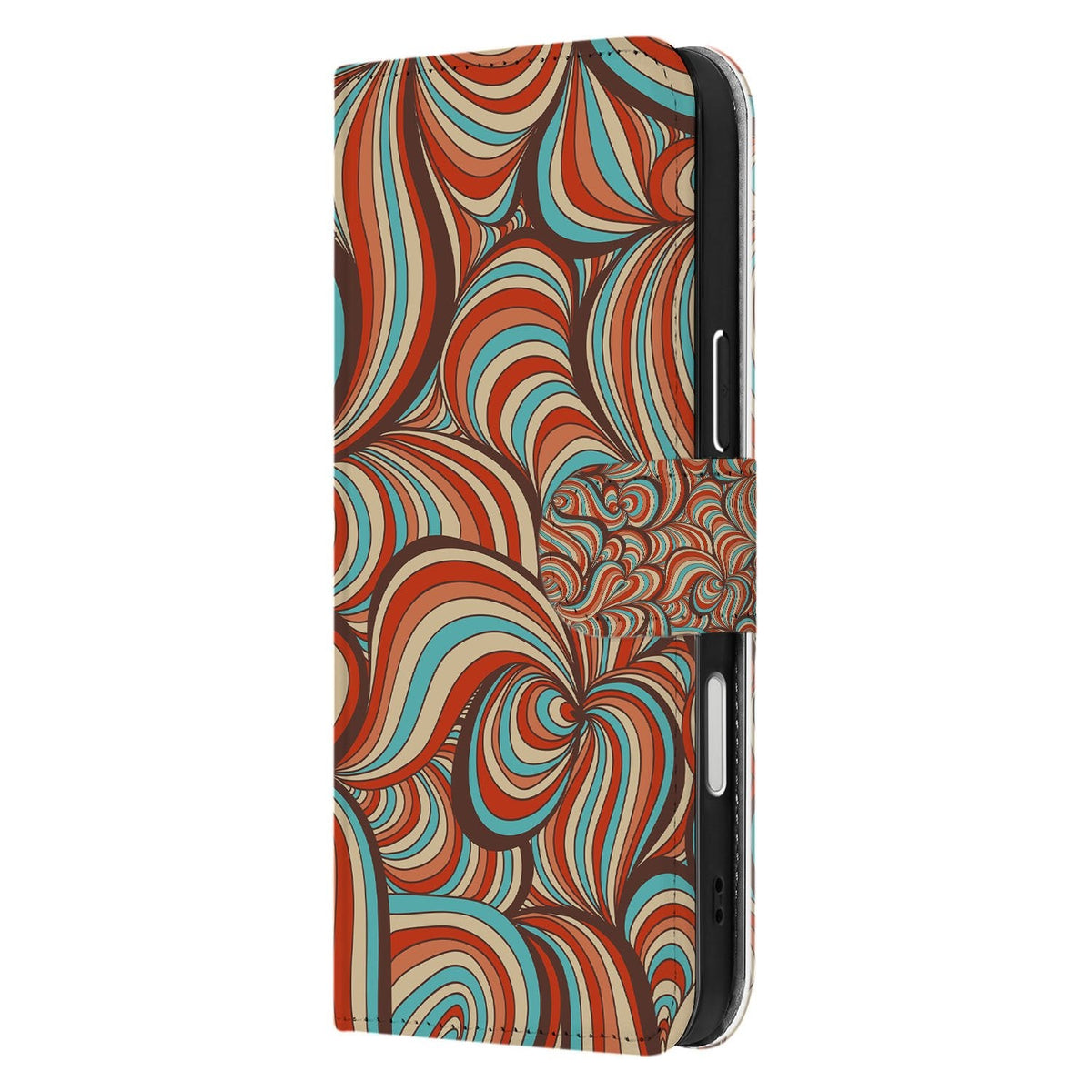 Zijkant van de Retro bookcase voor de iPhone 18 Pro met magnetische sluitlip