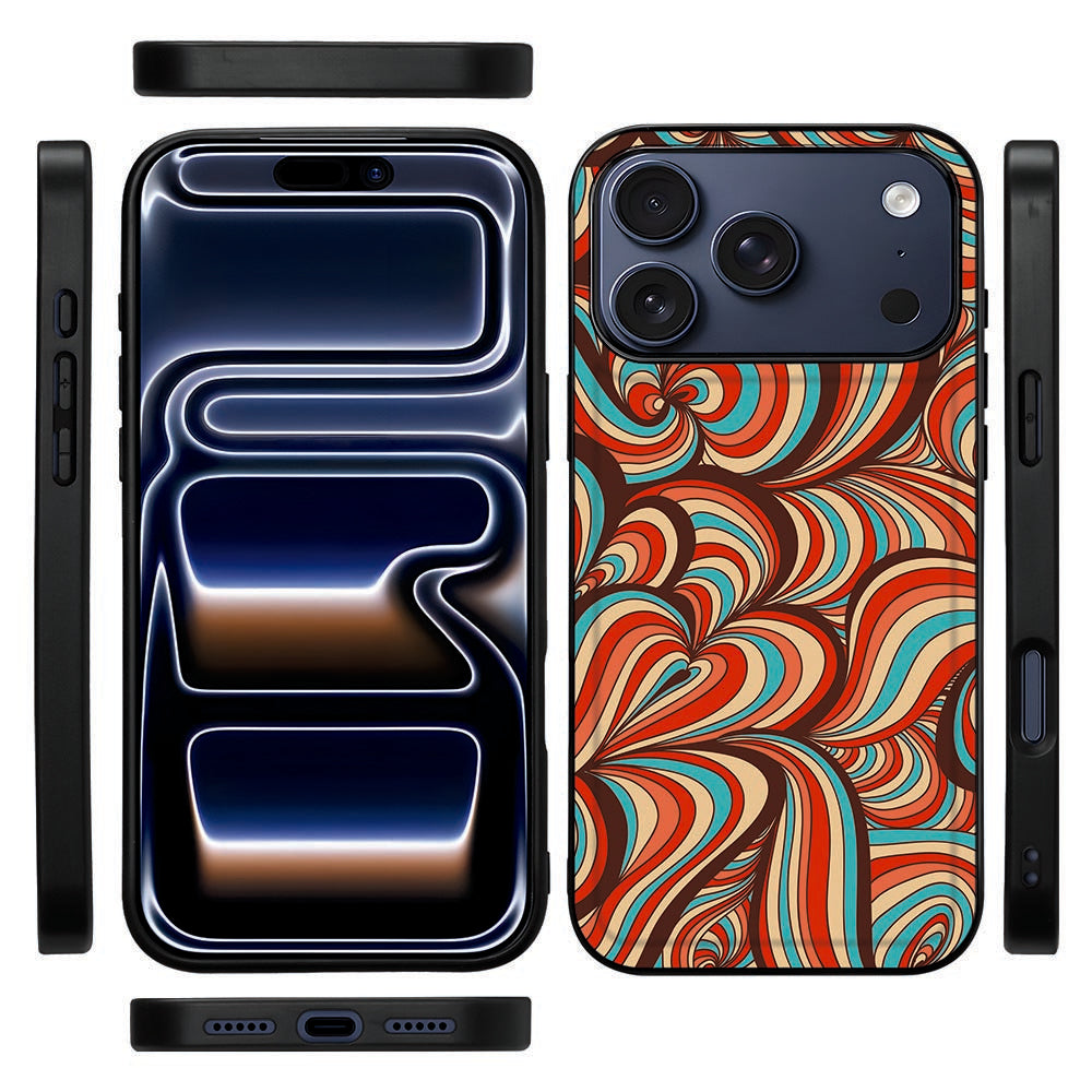 Zijkant van de Retro back cover voor de iPhone 18 Pro met flexibele zwarte TPU-rand