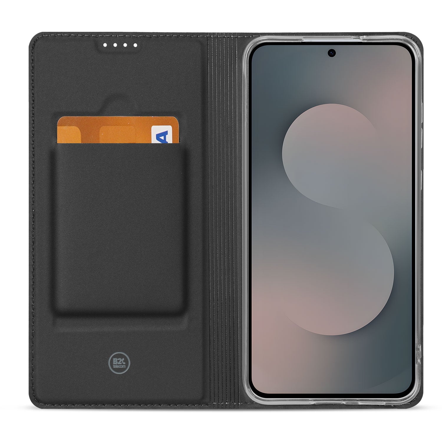 Binnenkant van witte Samsung S25 FE stand case met kaartvak