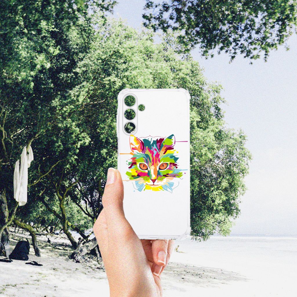 Samsung Galaxy A15 Stevig Bumper Hoesje Cat Color