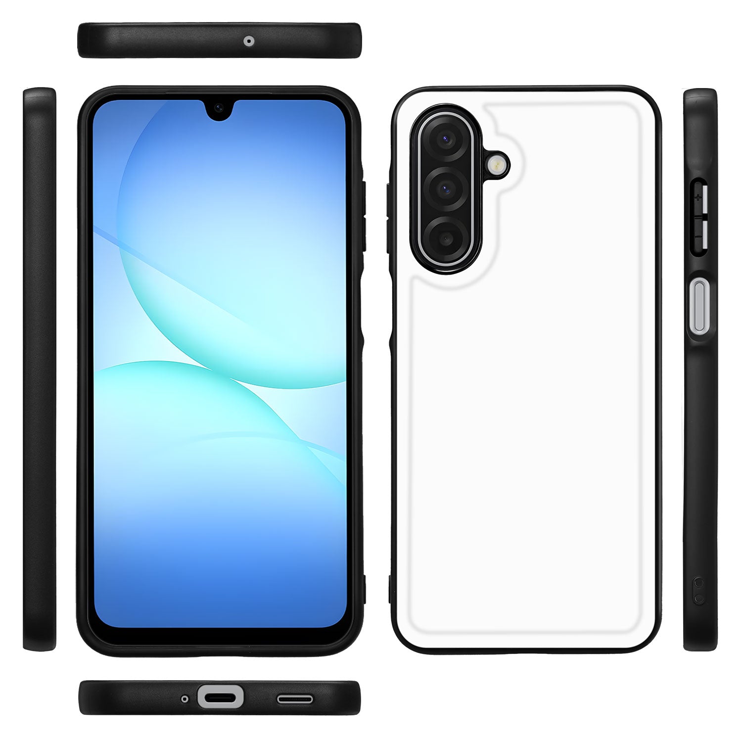 Samsung Galaxy A17 Back Cover Wit Zwart volledig overzicht met zijkanten