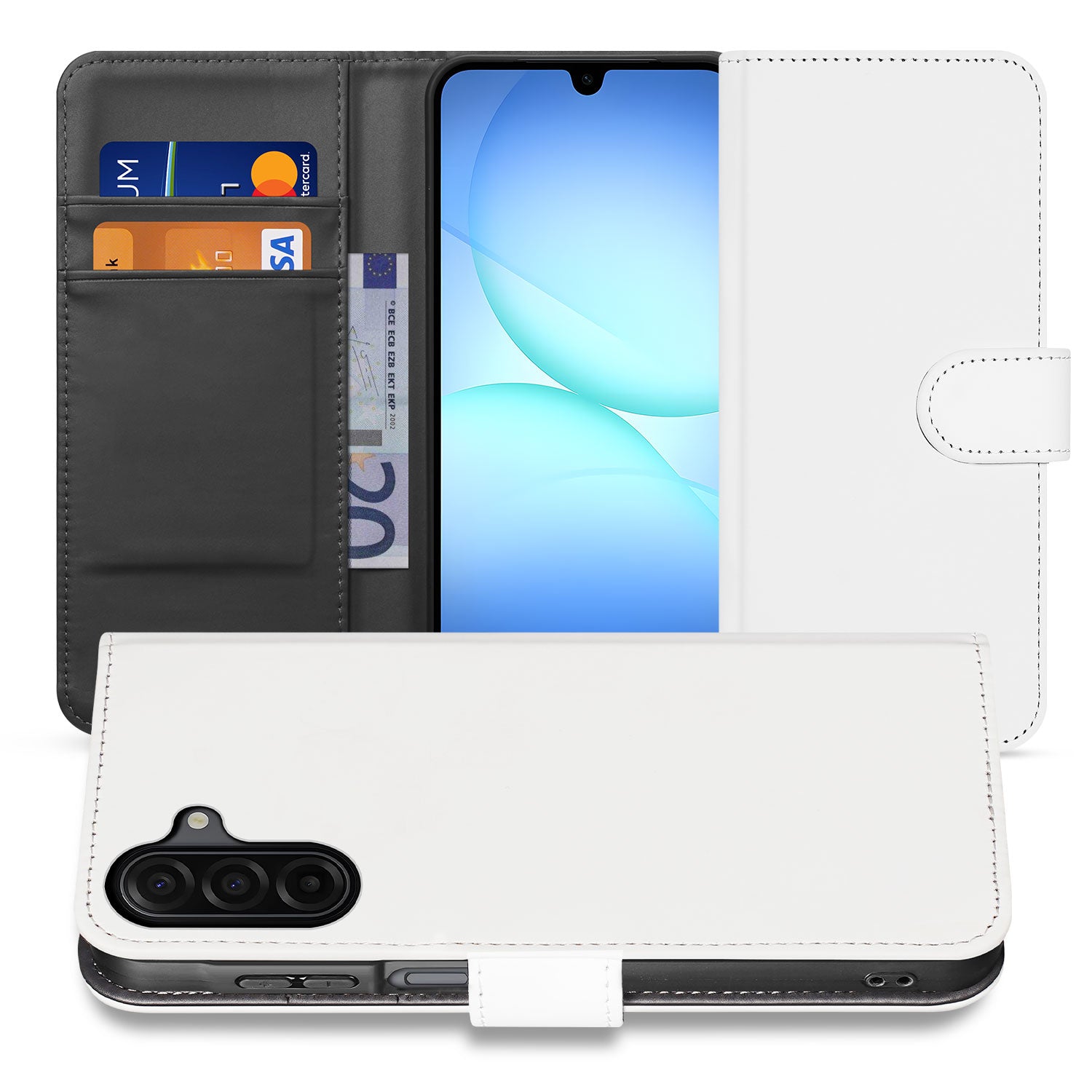 Samsung Galaxy A17 Boekhoes Met Pasjeshouder Kunstleer Wit Bescherming