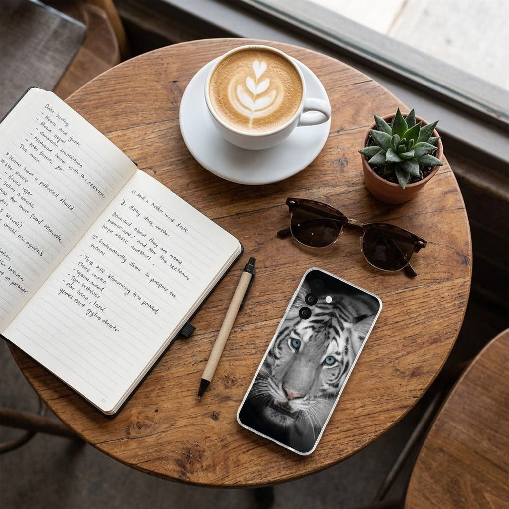 Samsung Galaxy A27 hoesje Tijger - lifestyle foto in huiselijke setting