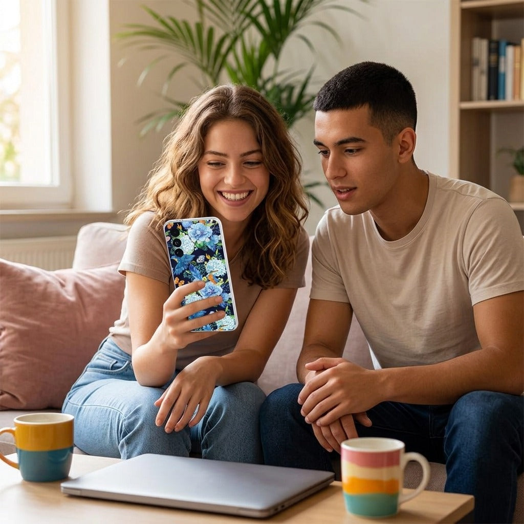 Siliconen hoesje Samsung Galaxy A27 IJsvogel - lifestyle foto in huiselijke setting