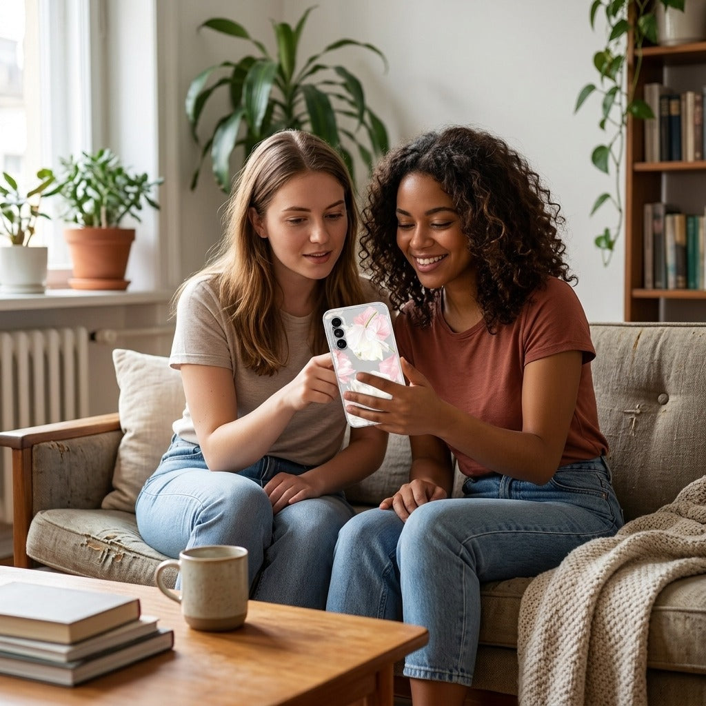 Siliconen hoesje Samsung Galaxy A27 Lovely Flowers - lifestyle foto in huiselijke setting