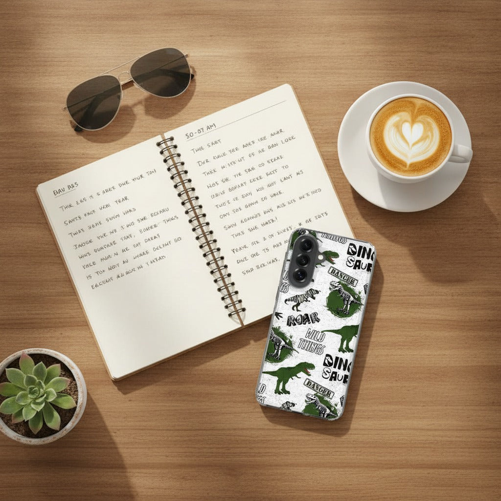 Samsung Galaxy A37 TPU Hoesje Dinosaurus - lifestyle foto in huiselijke setting