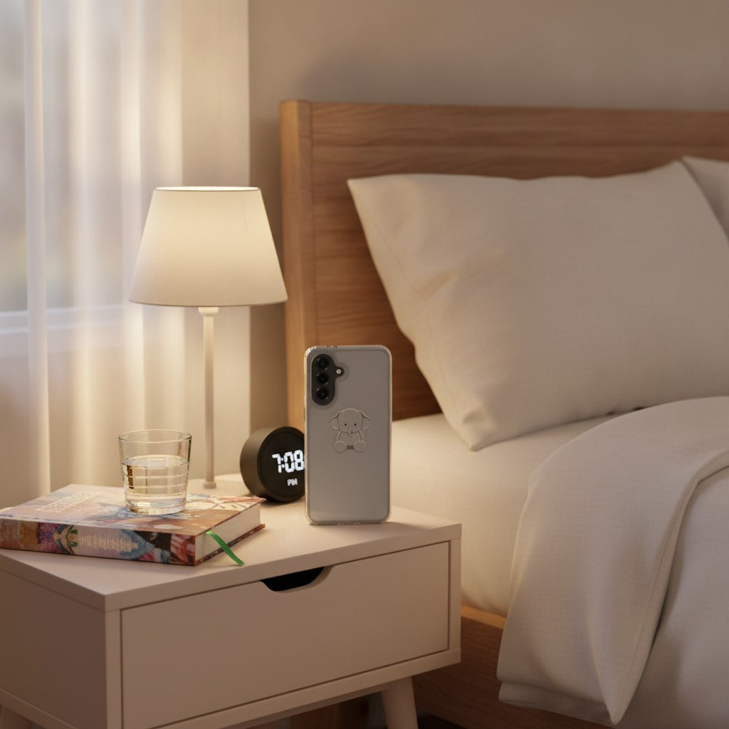 Samsung Galaxy A37 TPU Hoesje Baby Olifant - lifestyle foto in huiselijke setting
