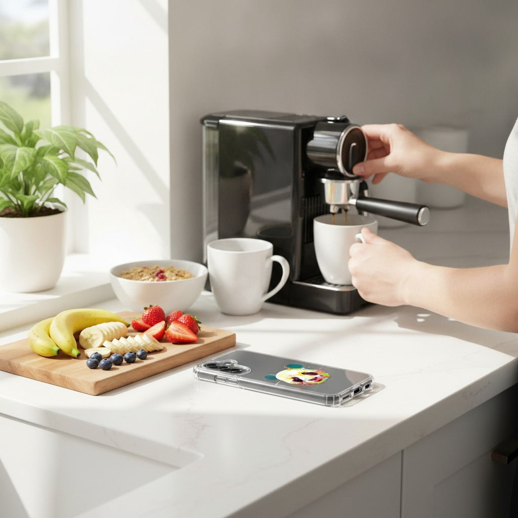 Samsung Galaxy A37 TPU Hoesje Panda Color - lifestyle foto in huiselijke setting