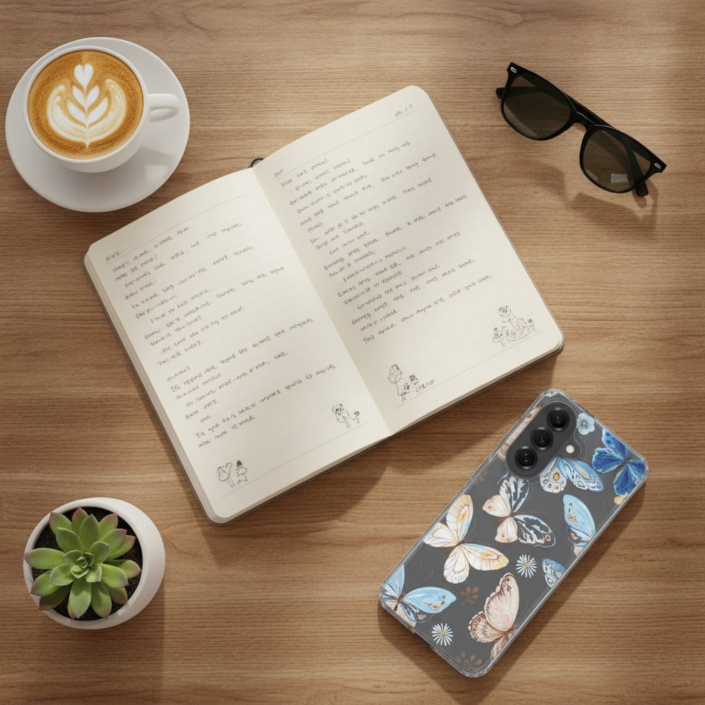 Samsung Galaxy A37 TPU Hoesje Vlinder - lifestyle foto in huiselijke setting