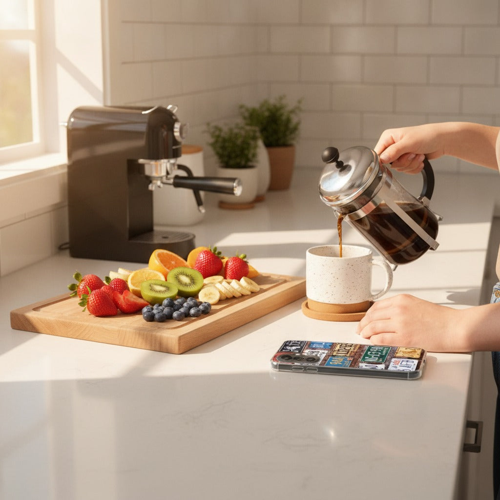 Samsung Galaxy A37 TPU Hoesje Kentekenplaten - lifestyle foto in huiselijke setting