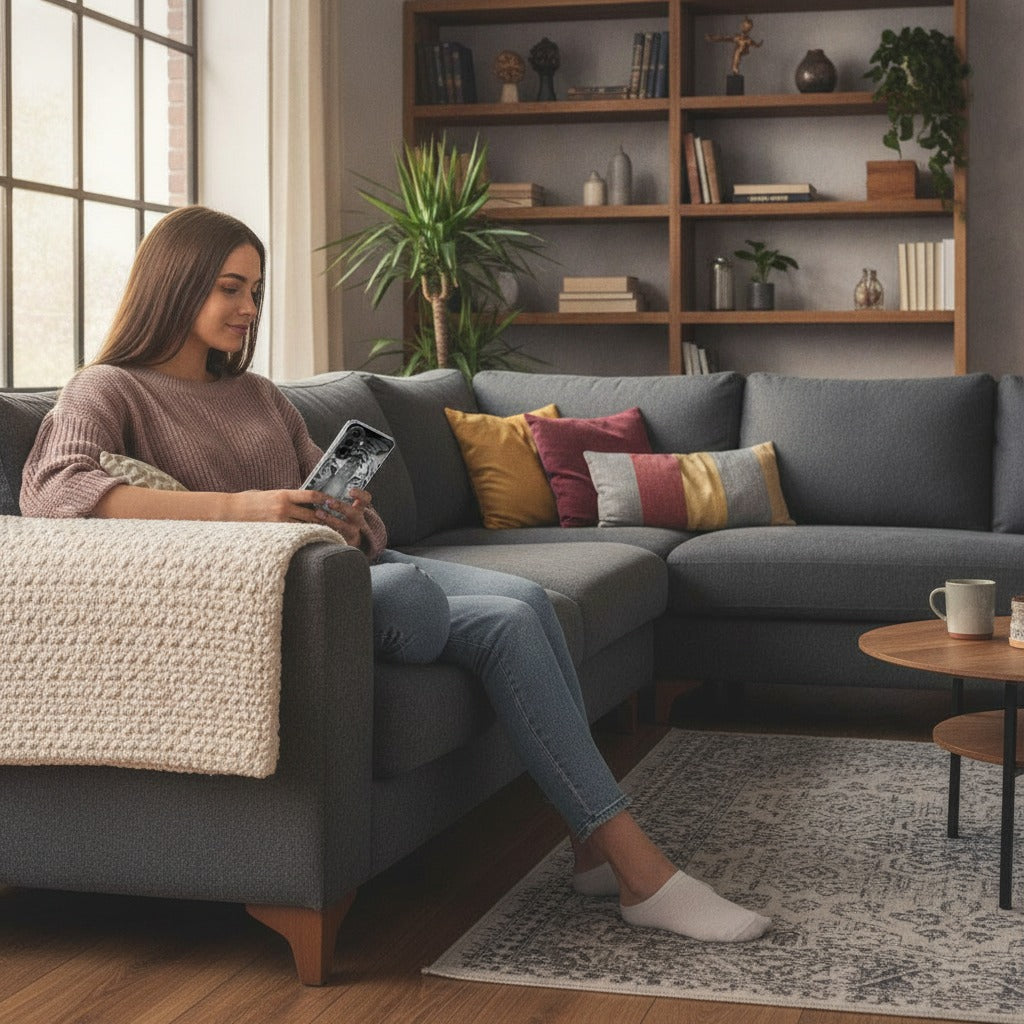 Samsung Galaxy A37 TPU Hoesje Tijger - lifestyle foto in huiselijke setting