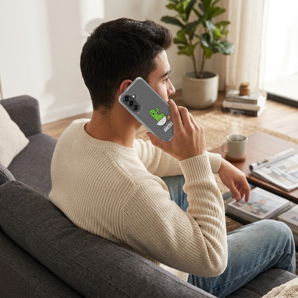 Samsung Galaxy A57 TPU Hoesje Cactus Poo - lifestyle foto in huiselijke setting