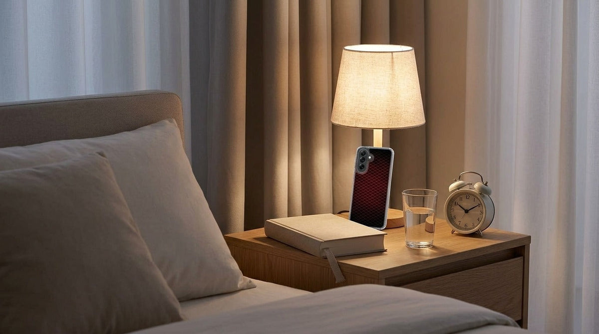 Samsung Galaxy A57 TPU Hoesje Geruit Rood - lifestyle foto in huiselijke setting