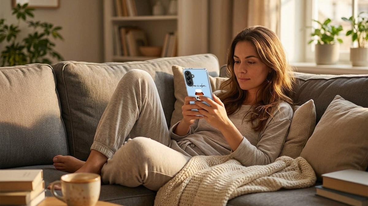 Samsung Galaxy A57 TPU Hoesje Nut Home - lifestyle foto in huiselijke setting