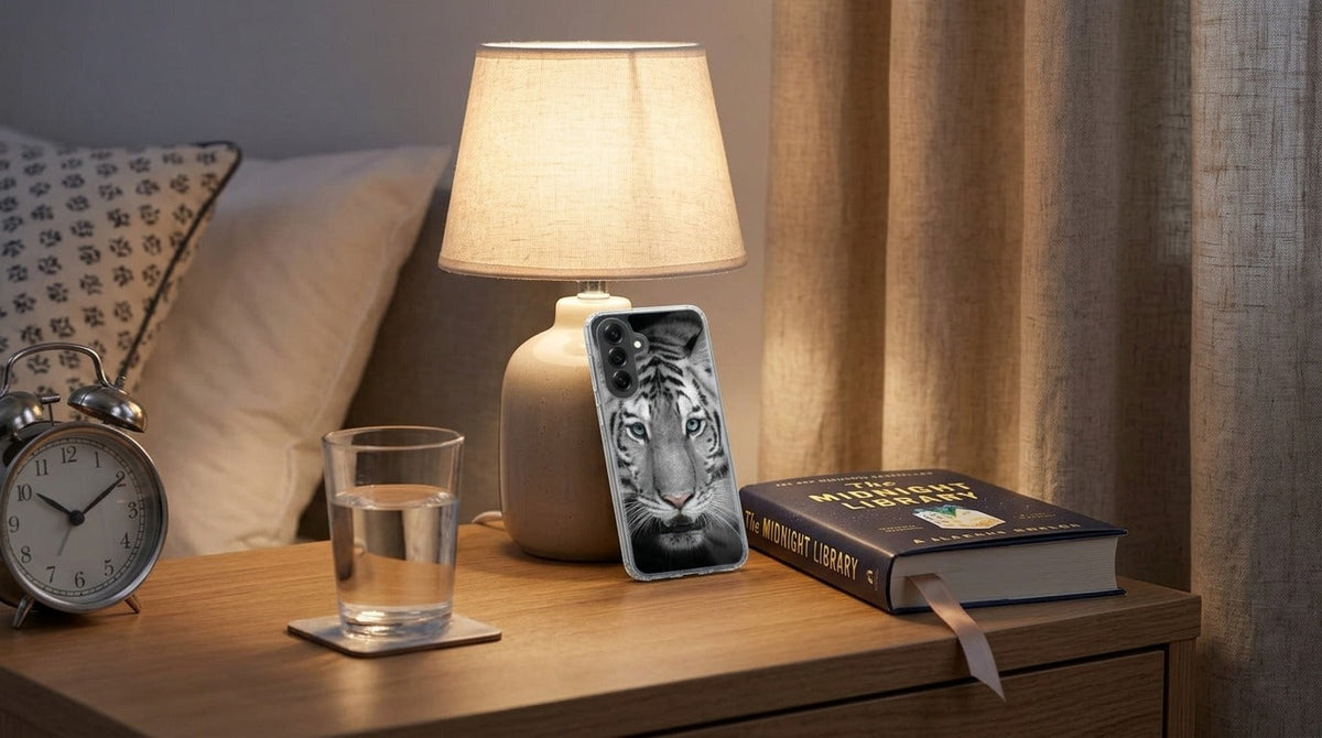 Samsung Galaxy A57 TPU Hoesje Tijger - lifestyle foto in huiselijke setting