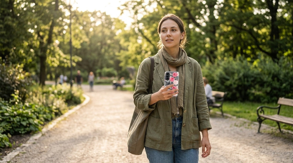 Samsung Galaxy A57 TPU Hoesje Butterfly Roses - lifestyle foto in huiselijke setting