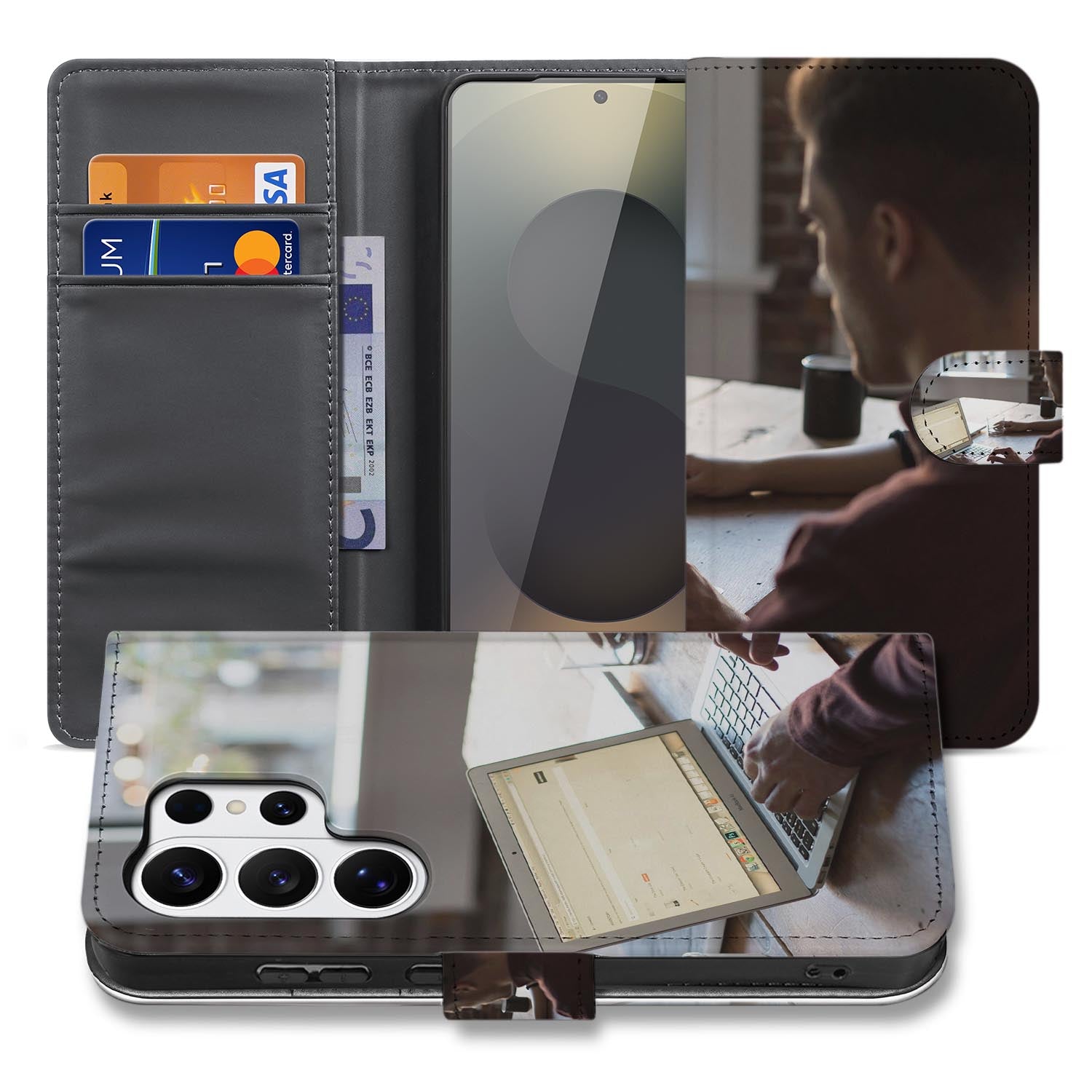 Samsung Galaxy S26 Ultra Bookcase Hoesje Maken met Foto | Naadloos Design vooraanzicht.