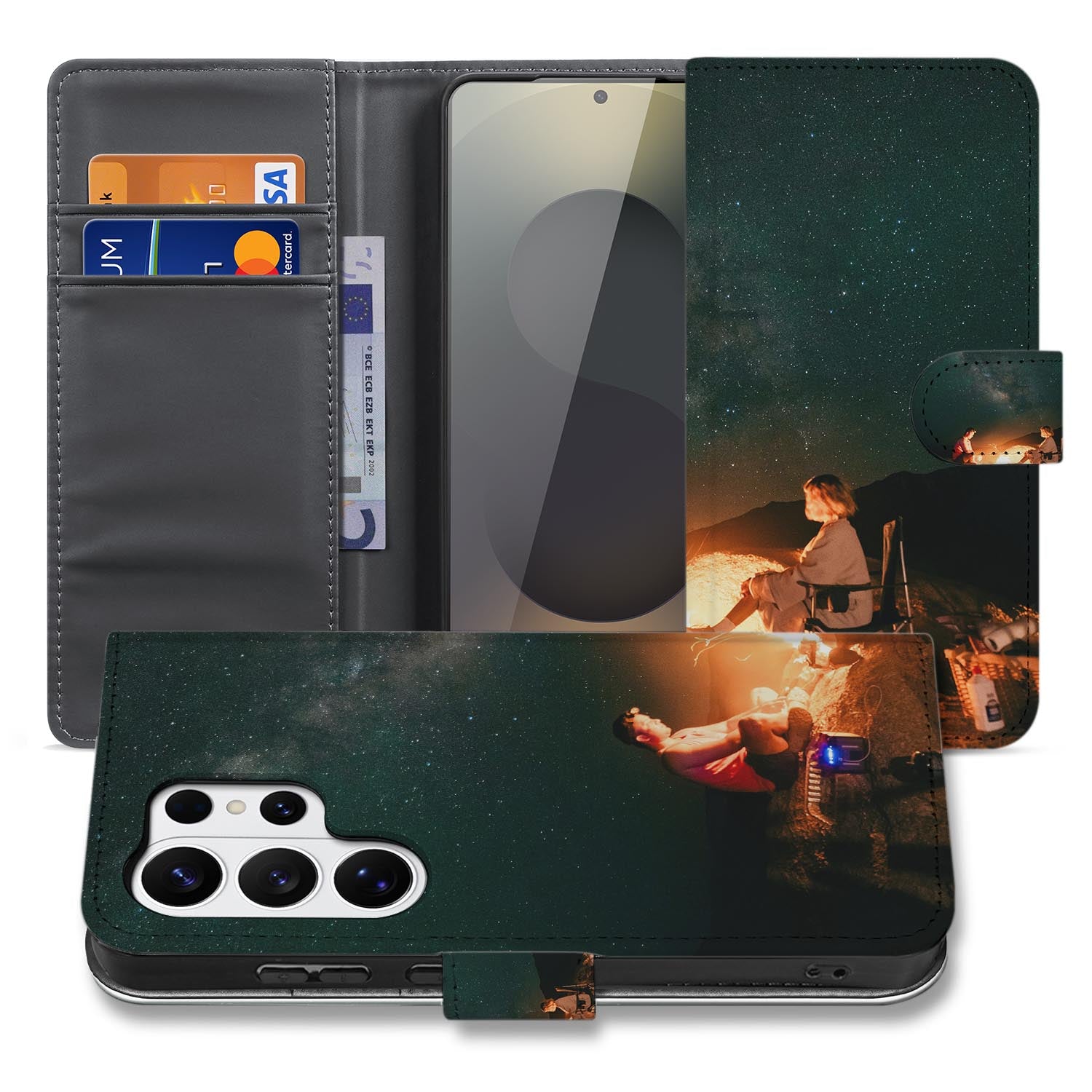 Samsung Galaxy S26 Ultra Bookcase Hoesje Maken met Foto | Naadloos Design vooraanzicht.