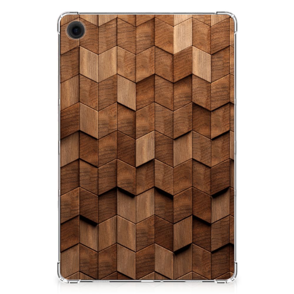 Samsung Galaxy Tab A9 Plus Silicone Tablet Hoes Wooden Cubes achterzijde