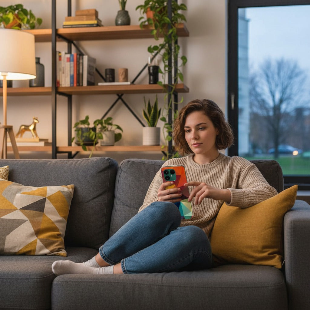 Hoesje Fairphone 6 Polygon Color – Siliconen Back Cover - lifestyle foto in huiselijke setting