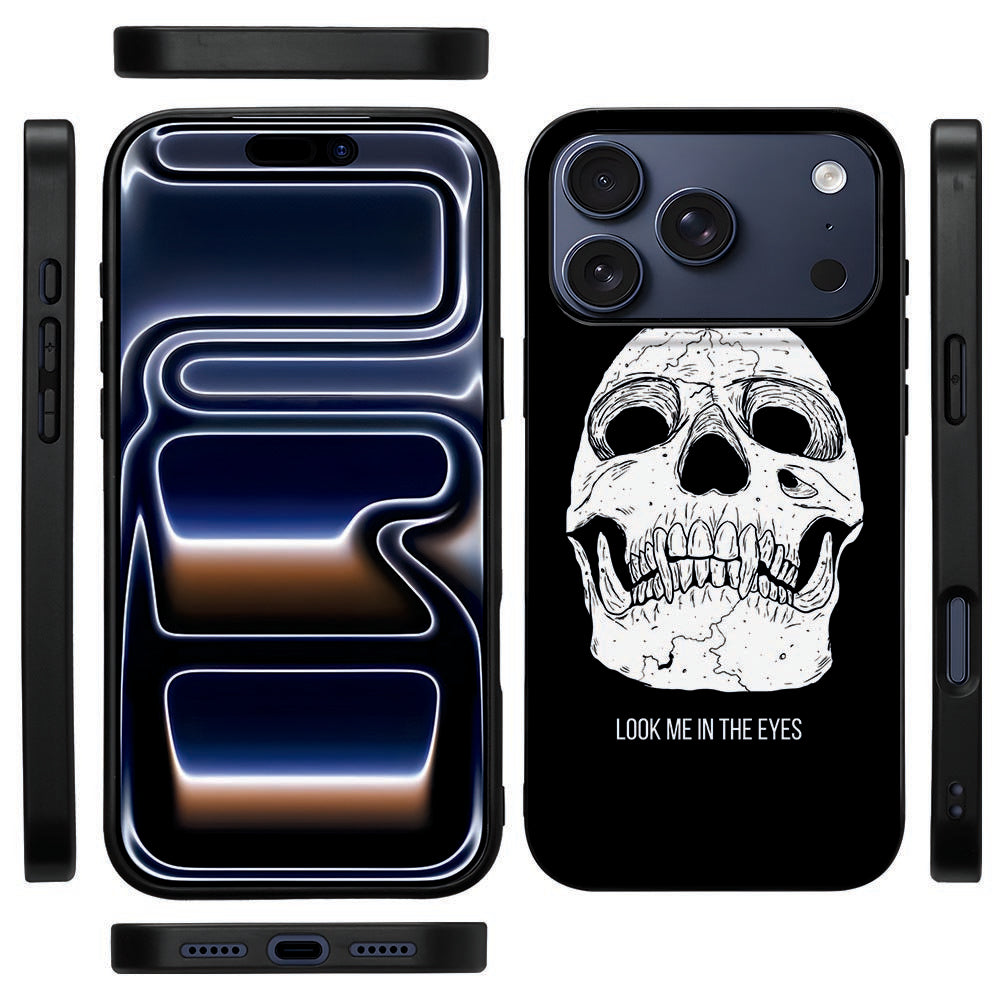 Zwarte TPU-rand van het Skull Eyes hoesje voor iPhone 18 Pro Max vanaf de zijkant